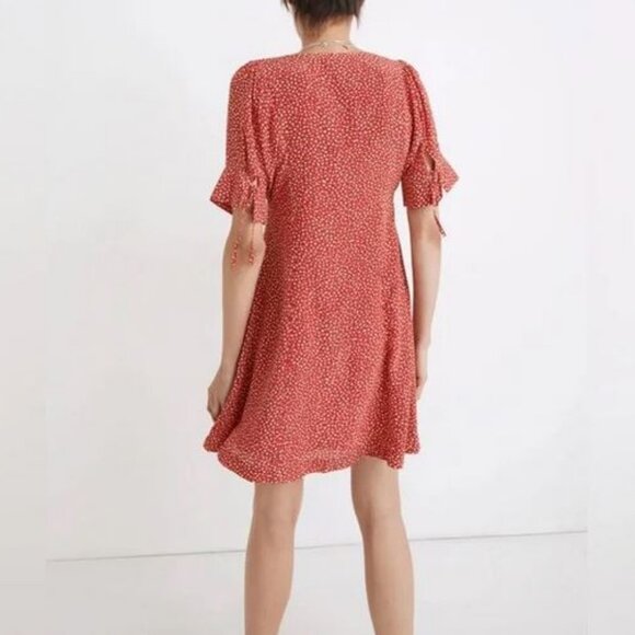 Madewell Red Mini Dress with White Dots - Picture 4 of 10